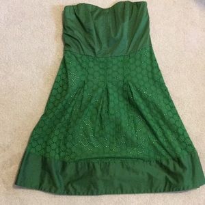 The Limited Kelly Green Strapless Eyelet Dress Sz8